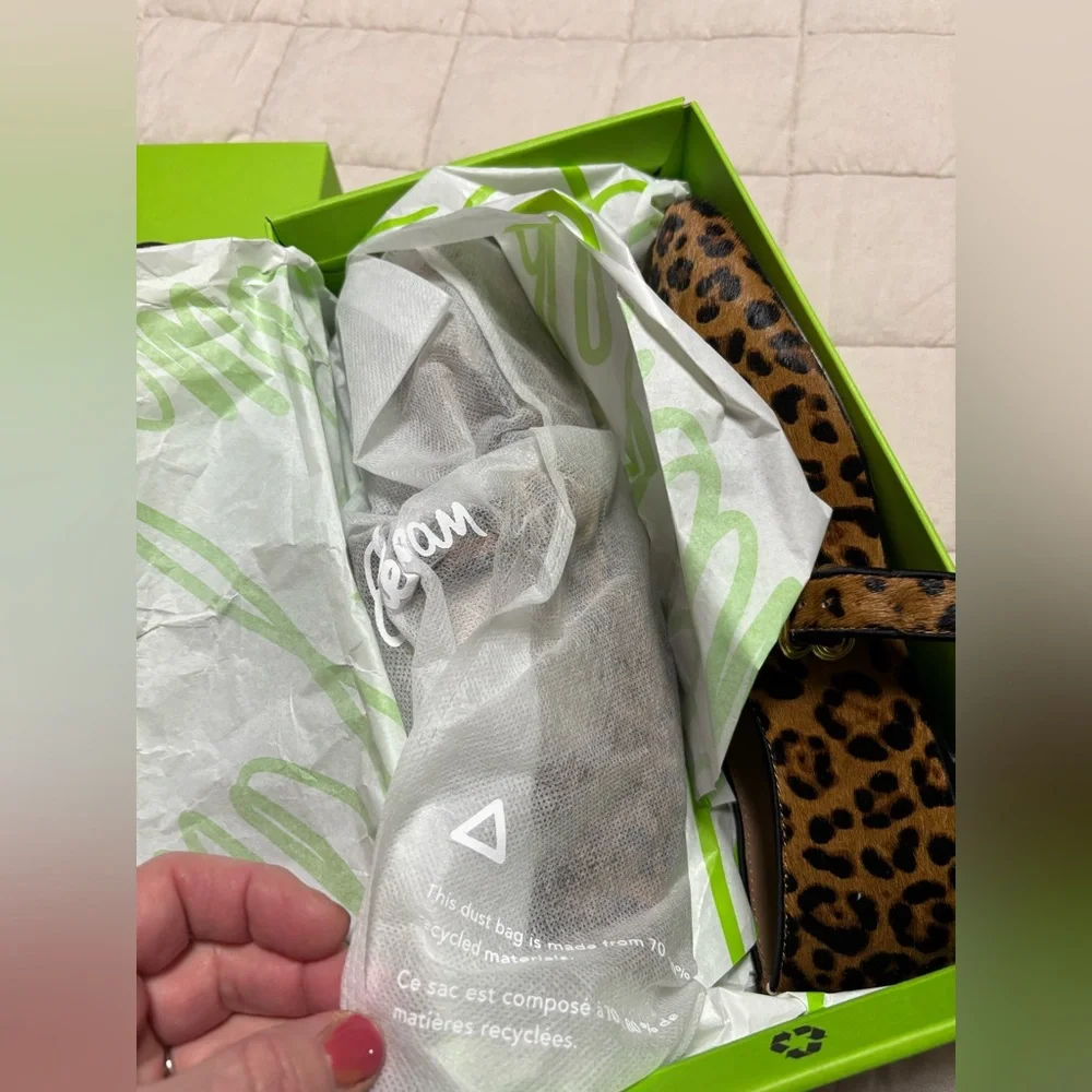 Sam Edelman Leopard Brahma Hair Leather Ballet Flats 7 1/2 NWT - Picture 13 of 14